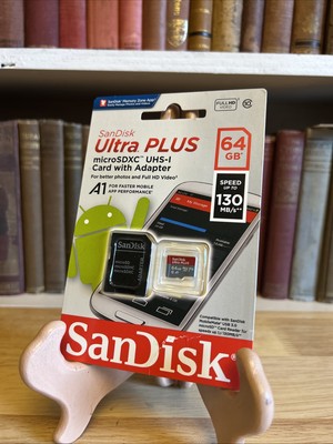 SanDisk Ultra Plus 64GB microSD SDHC SDXC w/adapter New original packaging