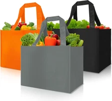 3 Pack Reusable Grocery Bags Heavy Duty Foldable Canvas Tote Large Shopping Bag