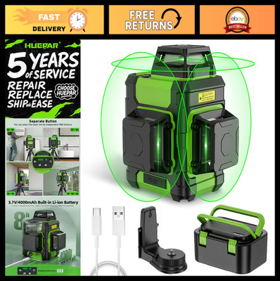 360° Self-Leveling Green Laser Level Tool - Rechargeable 3D Cross Line Laser wit