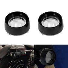 Bullet Turn Signal Light Clear Lens Black Cover For Harley Dyna Softail Touring