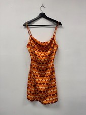 Urban Outfitters Mini Dress Womens Large Multicolor Satin Slip Cowl Neck 70s