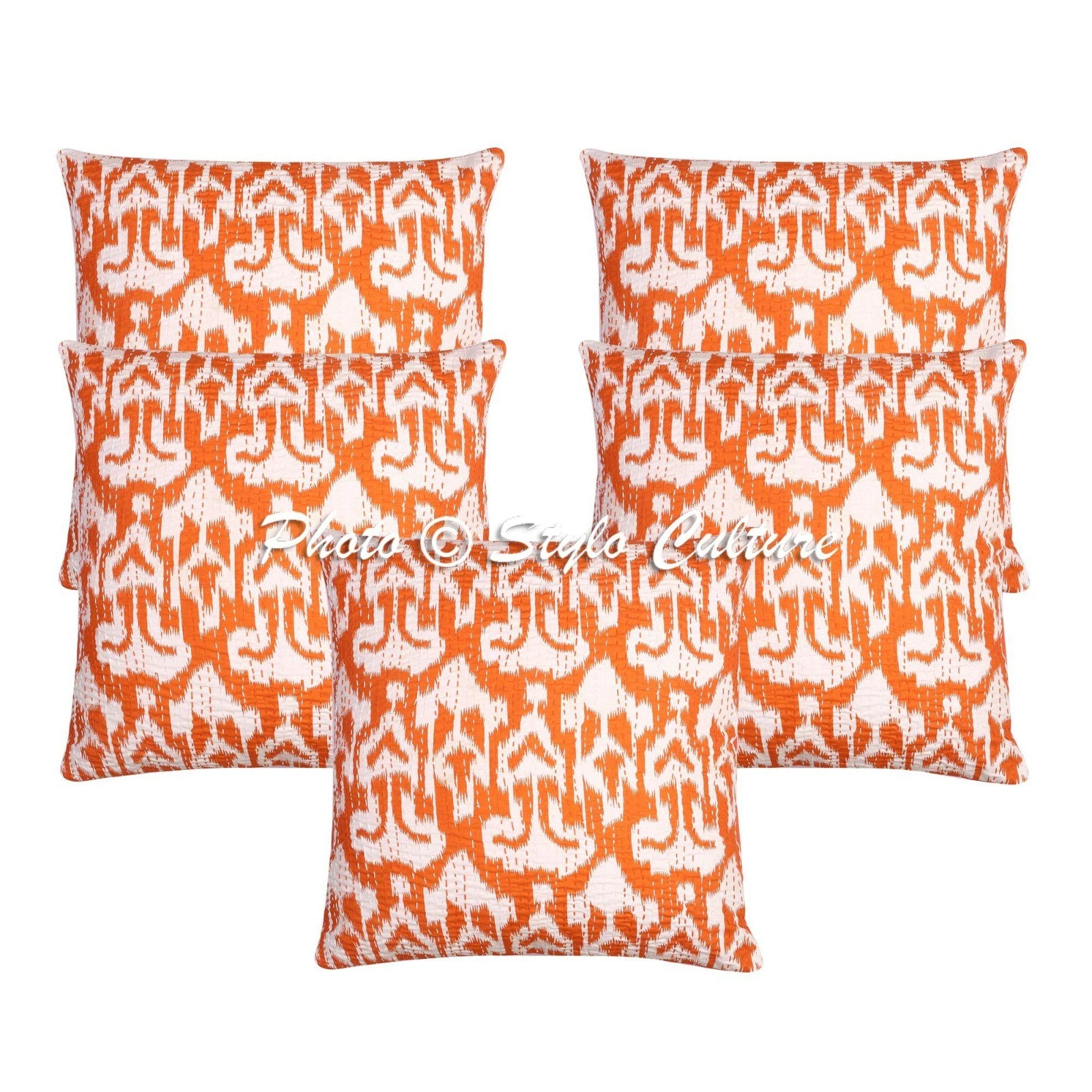 Indian Cotton Throw Pillow Covers Kantha Orange Ikat Home Decor Cushion Cover
Opens in a new window