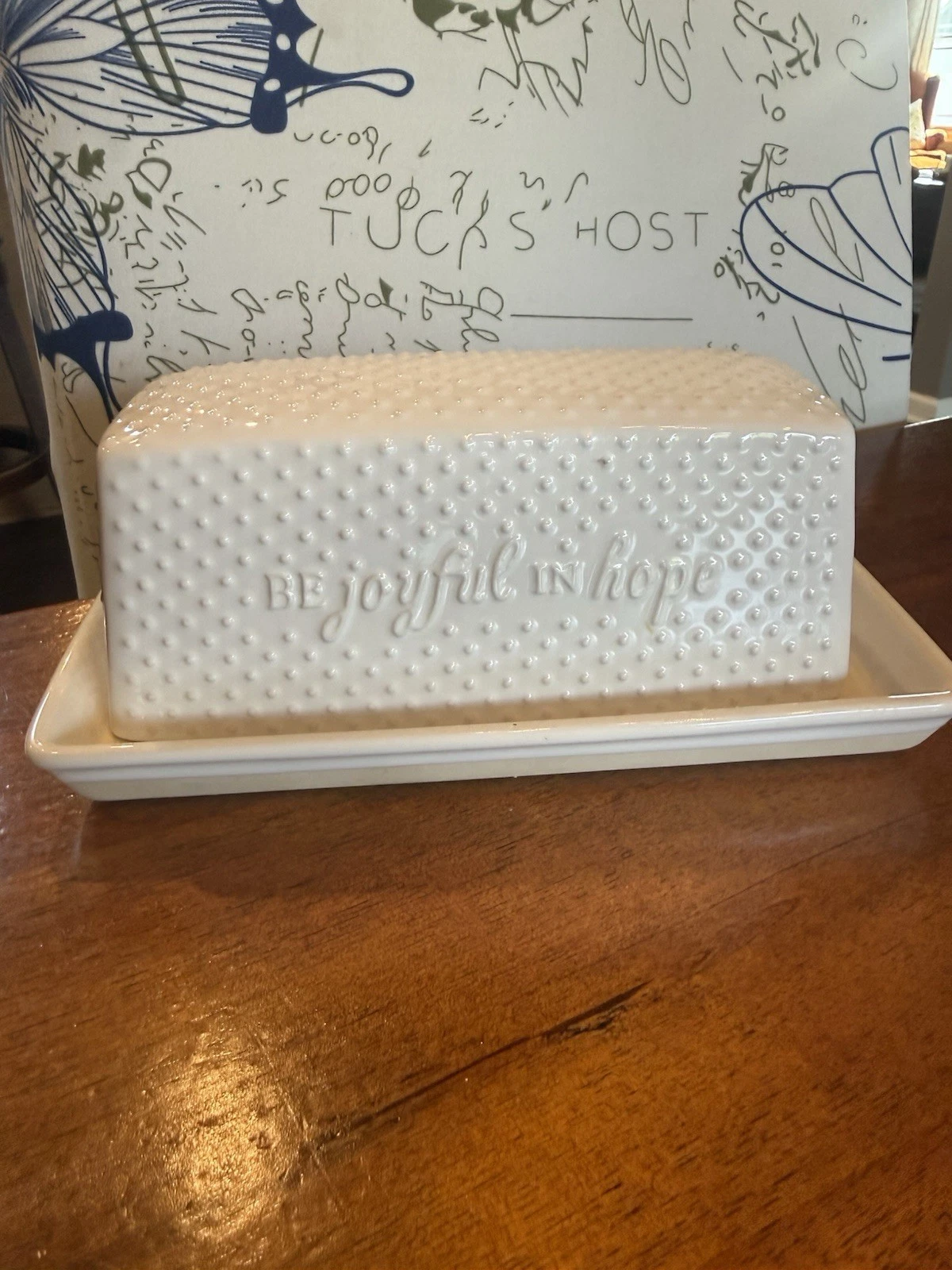 Mary & Martha Be Joyful In HOPE Hobnail Ceramic Butter Dish 2018 Bible Verse
Opens in a new window o