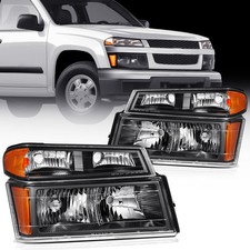 Pair Headlights Assembly For 2004-2012 Chevrolet Colorado Gmc Canyon Black Amber Pair Headlights Assembly For 2004-2012 Chevrolet Colorado Gmc Canyon Black Amber