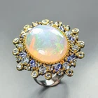 14 ct AAA Quality Natural Opal Ring 925 Sterling Silver Size 7.75 /R470779