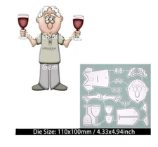 OLD MAN WITH WINE DRINK IN HAND Metal Cutting Die Card Making Scrapbook Pages