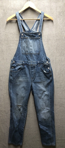 Old Navy Kids Overall XL 14-16 Denim Factory Destroyed Chore Farm Fall Autumn