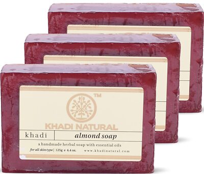 KHADI NATURAL Almond Handmade Soap 125g Pack of 3