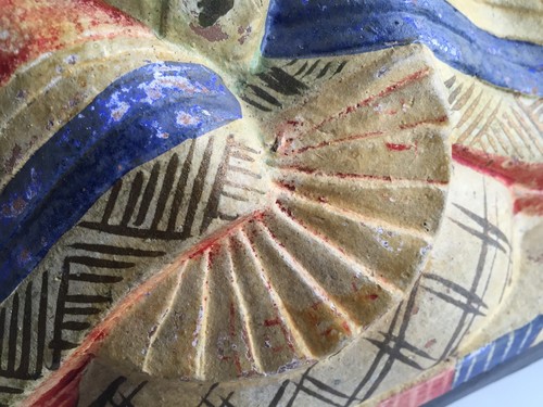 Antike japanische Tsuchi Ningyō Steingut sitzende Figur - Bild 2 von 10