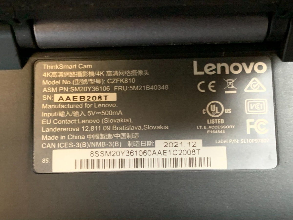 1 LENOVO THINKSMART CAM Model: CZFK810-Great Working Condition | eBay