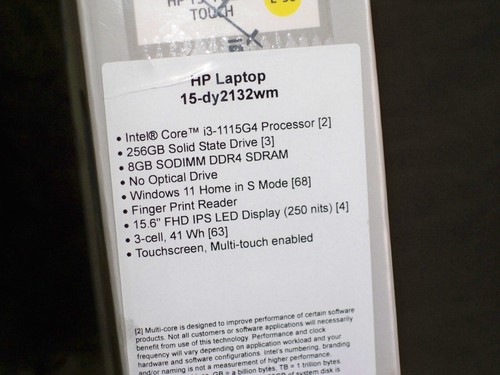 NEW SEALED HP 15DY2132WM 15.6" LAPTOP TOUCH INTEL i3 256GB SSD 8GB WIN11 SILVER - Afbeelding 3 van 7