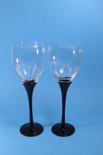 Set of 2 Vintage Water Goblet Amaryllis Black (Non Frosted) by Colony USA 1980's - Picture 7 of 8