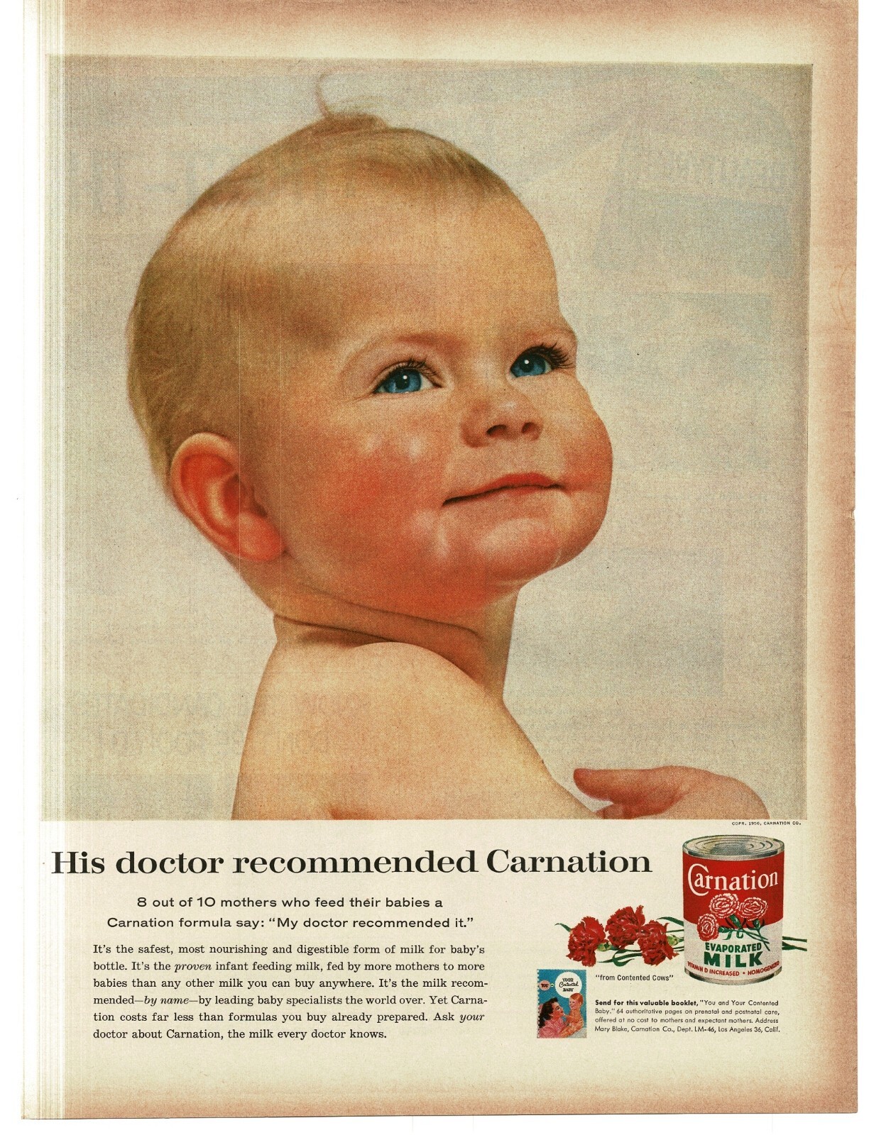 1956 Carnation Evaporated Milk cute baby Vintage Print Ad eBay
