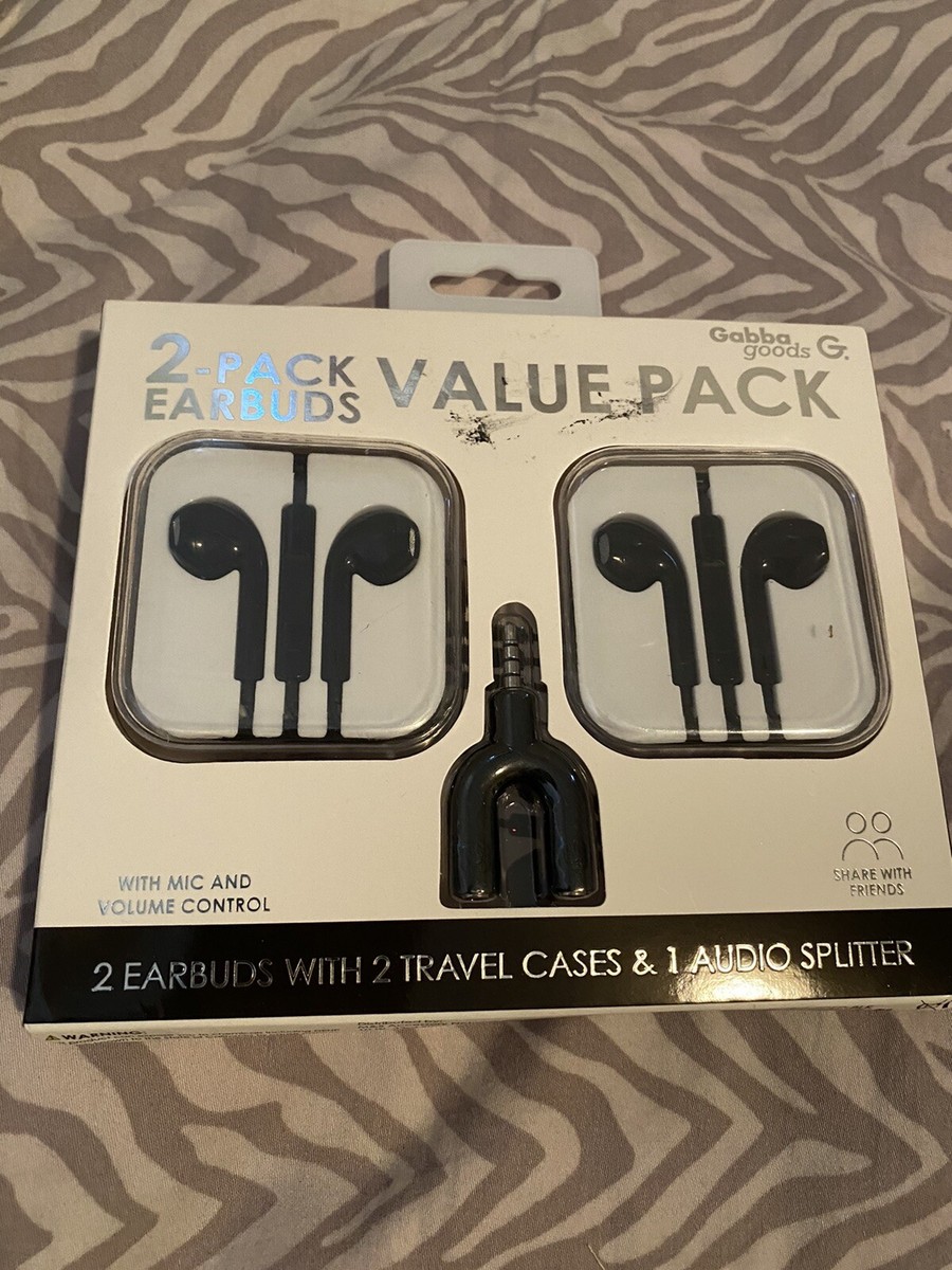 Gabby goods Earbuds Travel Cases Audio Splitter New Free Shipping  BLK