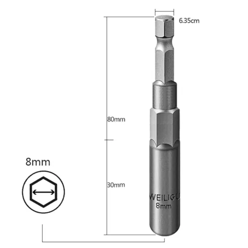 30mm Hex Deep Socket Nut Driver Bit Impact Driver Drill 6mm-19mm 1/4" Hex Shank - Bild 22 von 39