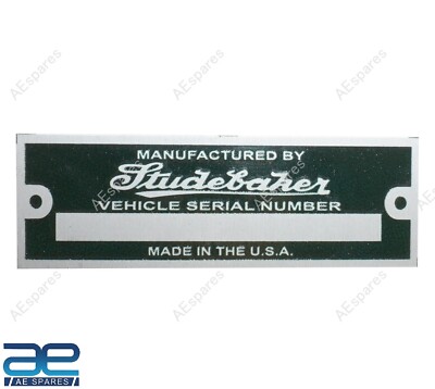 Für Studebaker Auto Chassis Serial Nummer Daten Platte Dunkel Grün