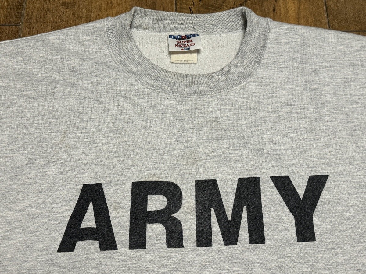 トップス 80s90s JERZEES PONY SOLDIER ragran sweat Vintage 90s Jerzees ARMY Military Sweatshirt Large Heather