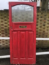 Reclaimed Old 1930s Art Deco Timber Wooden Edwardian Georgian Front Door