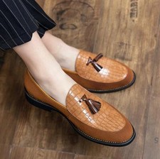 Fashion Men's Slip on Patchwork Loafers Tassel Party Dress Casual Business Shoes