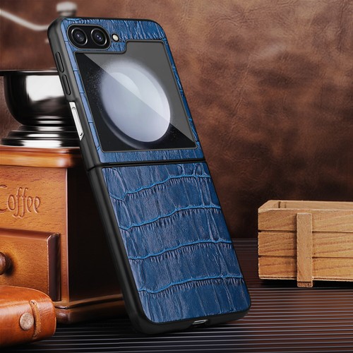Custodia PC in vera pelle con motivo coccodrillo di lusso per Samsung Galaxy Z Flip6 - Foto 9 di 9