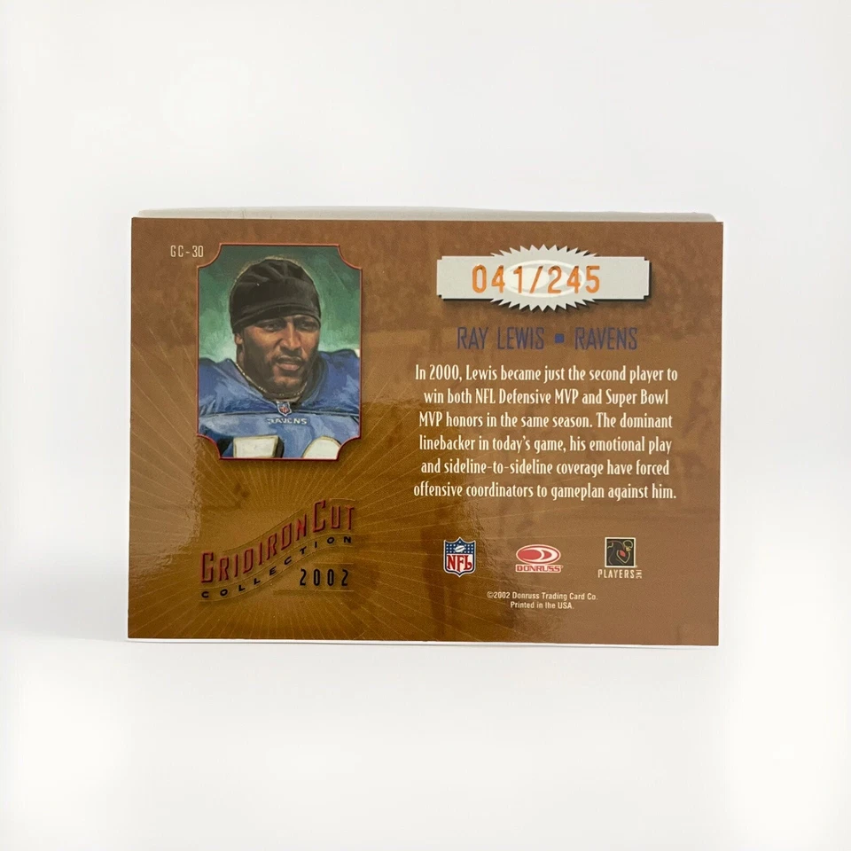 💥Ray Lewis💥2002 Donruss Gridiron Kings Cut Collection 41/245 #GC-30 Auto HOF - Image 2 of 2