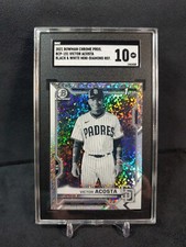 2021 Victor Acosta Bowman Chrome 1st B&W Mini Diamonds SGC 10 #BCP-151