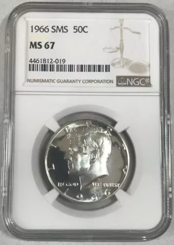 1966 SMS NGC MS67 Kennedy Half Dollar - Price Guide $75
