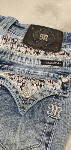 Pantalones Cortos Miss Me Denim Corte Talla 25 Puntada Gruesa Corte Deslumbrante Verano - Imagen 7 de 8