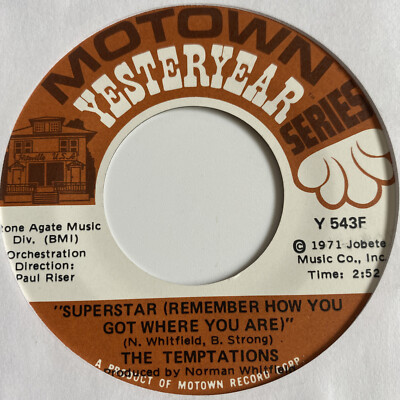 Temptations 45 Superstar / Hum Along and Dance  reissue Motown r&b soul NM