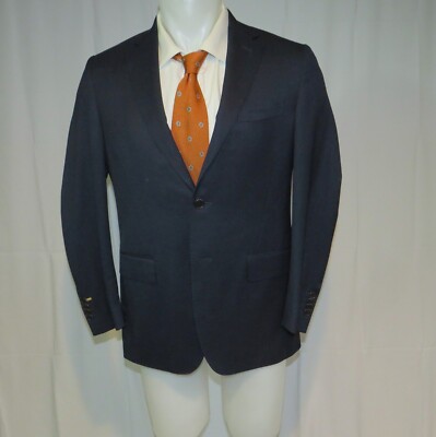Fendi Recent Solid Navy Blue Four Seasons Two Button Suit Jacket 38R NWD