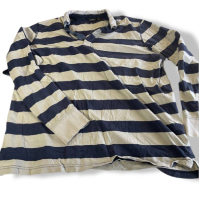 Vintage Livergy Rugby Shirt in weiß und marine Gr.M| L28 W21| SKU 5396