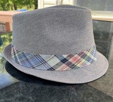 STETSON ALL AMERICAN Gray Fedora With Multicolor Plaid Band. Sz. Small/Medium