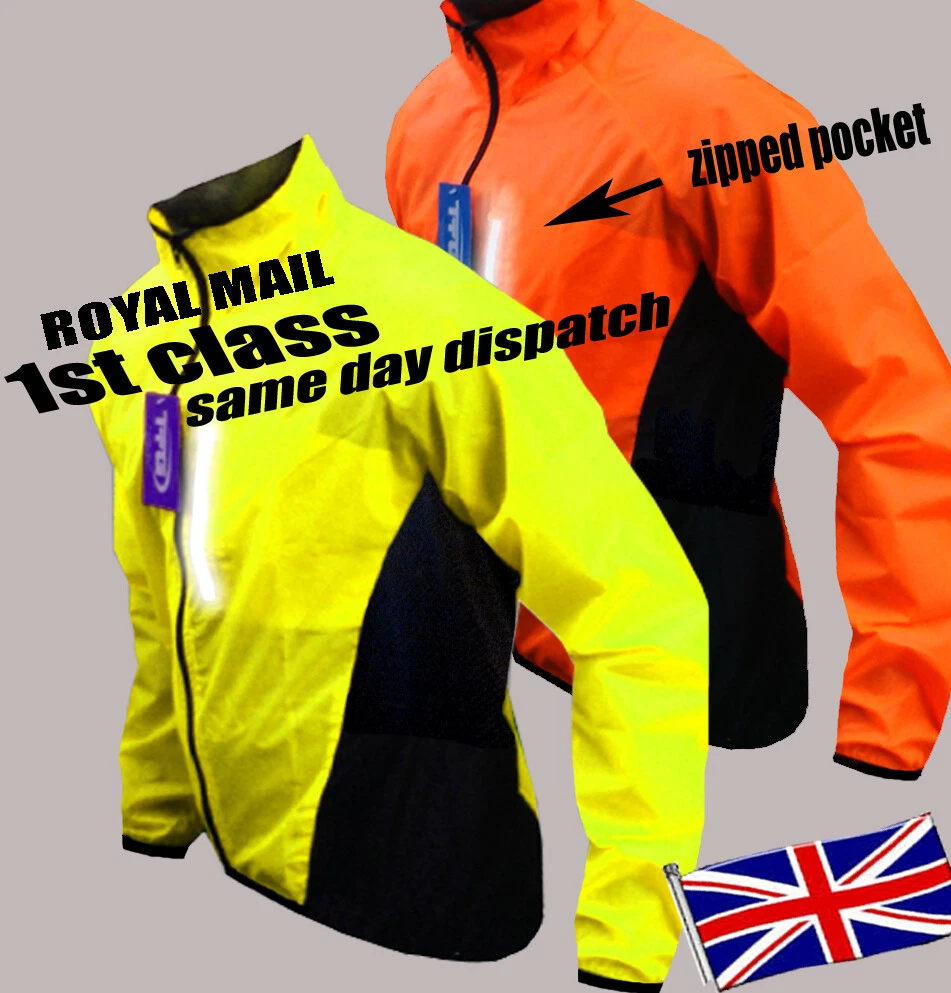 Mens Cycling Jacket Neon Hi Viz Windproof Breathable Waterproof Bike Riding Coat