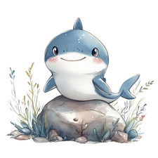 Aquarell Hai Sticker Meer Fisch Deko Autoaufkleber Wandtattoo Ozean 9X9 cm