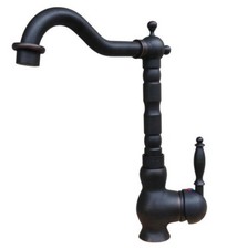 Black Brass Swivel Spout Kitchen Sink Faucet Bathroom Basin Cold Hot Taps 2nf341