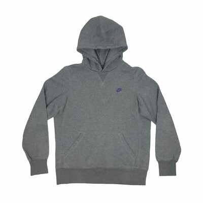 00's Nike Pull Over Hoodie Mens Medium Dark Grey Embroidered