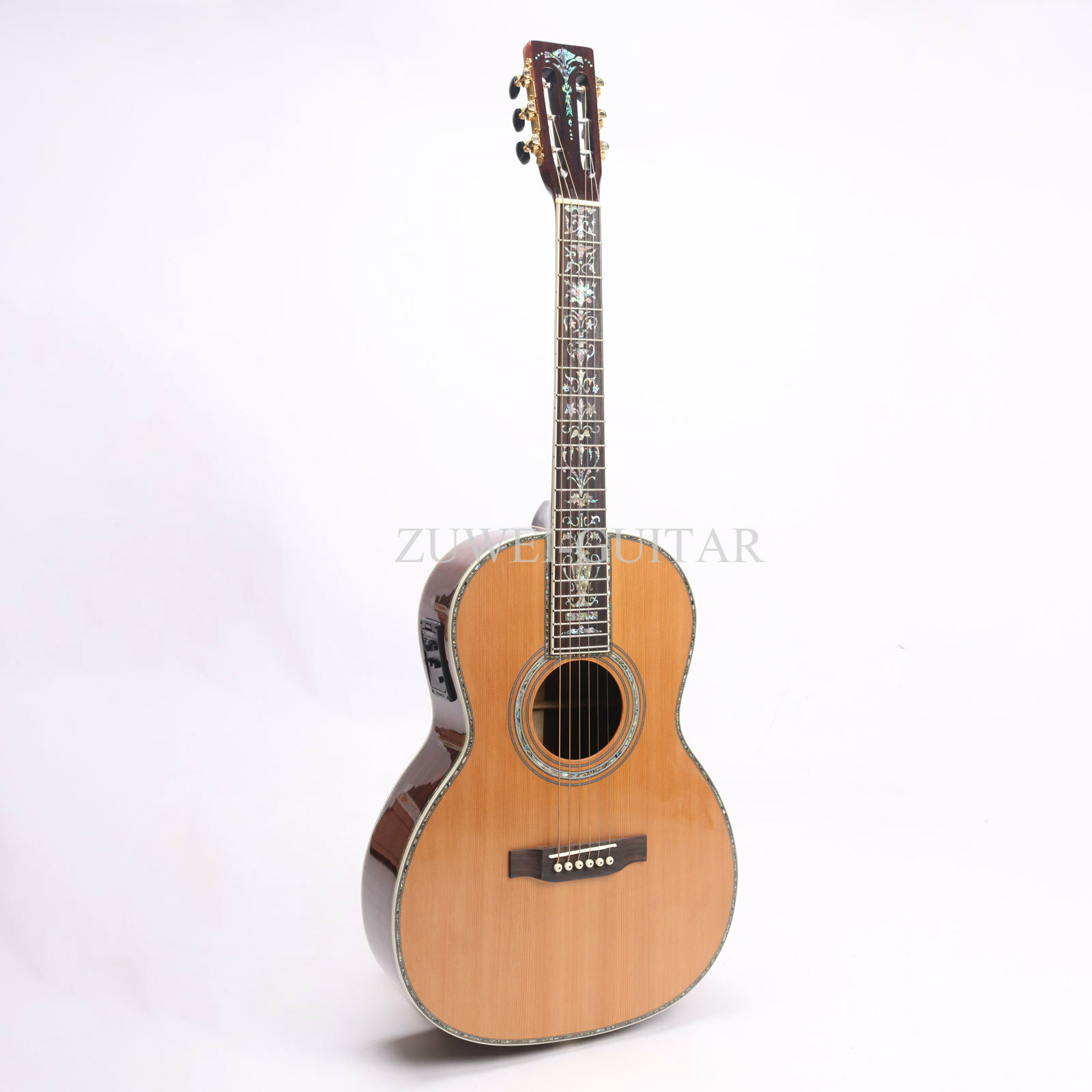 ZUWEI 00045 Acoustic Electric Guitar Solid Spruce Top Abalone Inlay With EQ EQ eBay