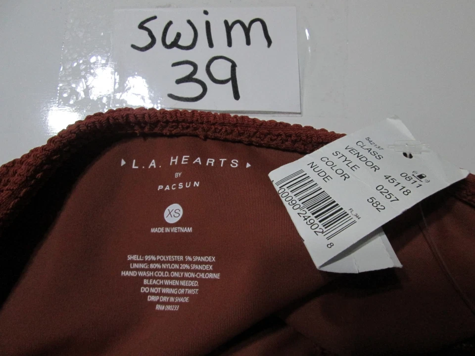 Roupa de banho nova com etiquetas LA Hearts feminina tamanho XS parte inferior de biquíni marrom cintura alta chekky - Imagem 4 de 4