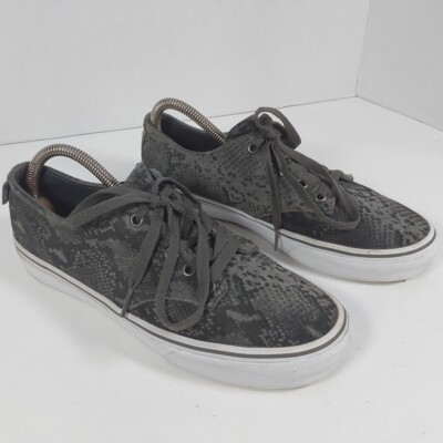 Womens Gray Vans Canvas Sneakers Sz Shoes Off the Wall Snakeskin  Pattern721356