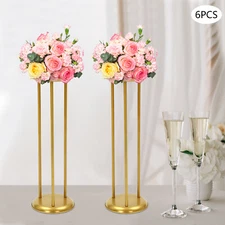 6 Pcs Columnar Gold Decorative Flower Stands Display Stand For Weddings 20*60cm