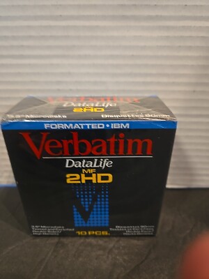 Verbatim DataLife MF 2HD 3.5'' Floppy Disks 10 Pack High Density 87410 New Sealed