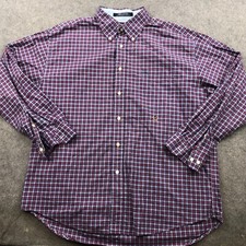 Vintage Tommy Hilfiger Shirt Mens XL Blue Red Check Pockets Lion Crest Logo