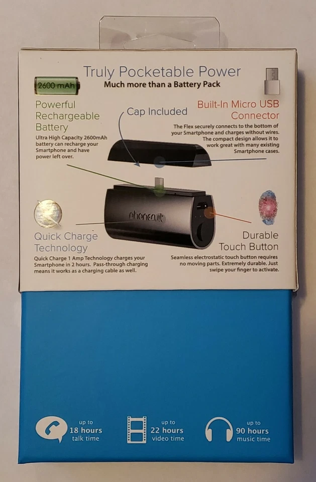 *NOVO* Carregador de Bolso Phonesuit Flex XT Para Smartphones - Android - Micro USB - Imagem 2 de 4