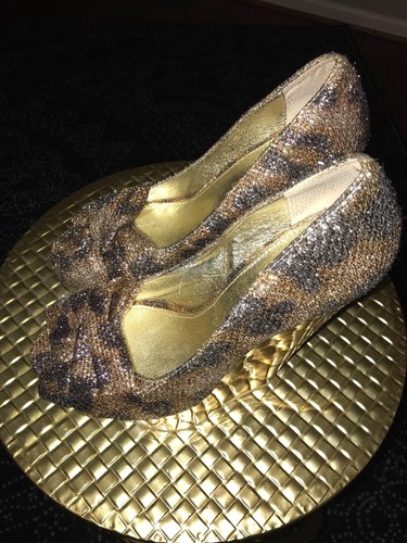 WOMEN'S WILD PAIR GOLD AND BLACK OPEN TOE PLATFORM WEDGE 6 INCH HEEL SHOE SIZE 8 - Picture 4 of 6