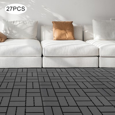12'' x 12'' 27Pcs Anti Warping Interlocking Wood Flooring Patio Deck Tiles Outdoor
