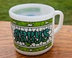 Vtg Federal Milk Glass ARBY'S Restaurant Stained Green Glass Coffee Mug Cup
