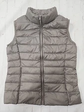Gingerly Woman's Size Small Duck Feather and Duck Down Puffer vest Gray 