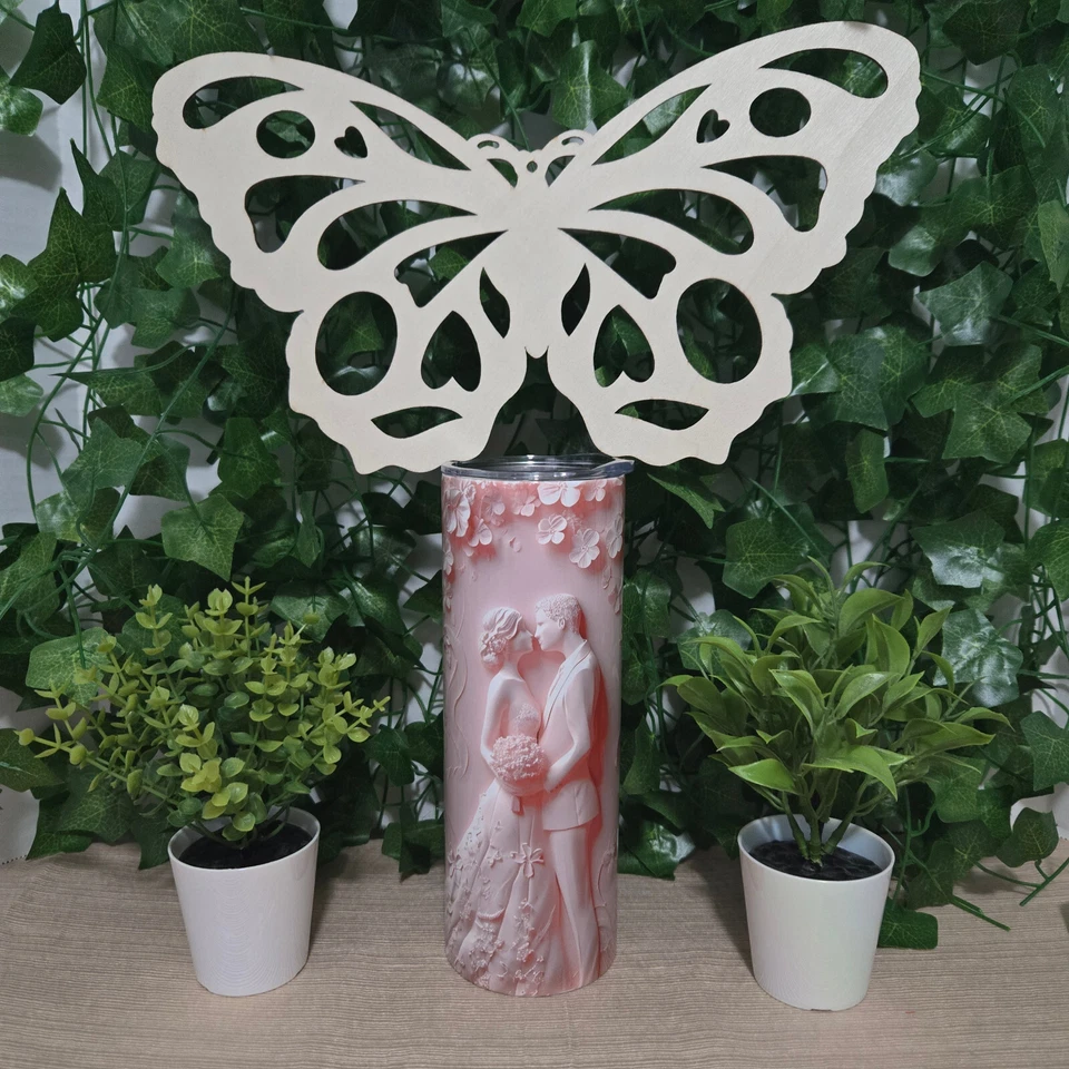 Vaso flaco inflado de novia y novio de 20 oz para bebidas calientes o frías Foto 3 de 4