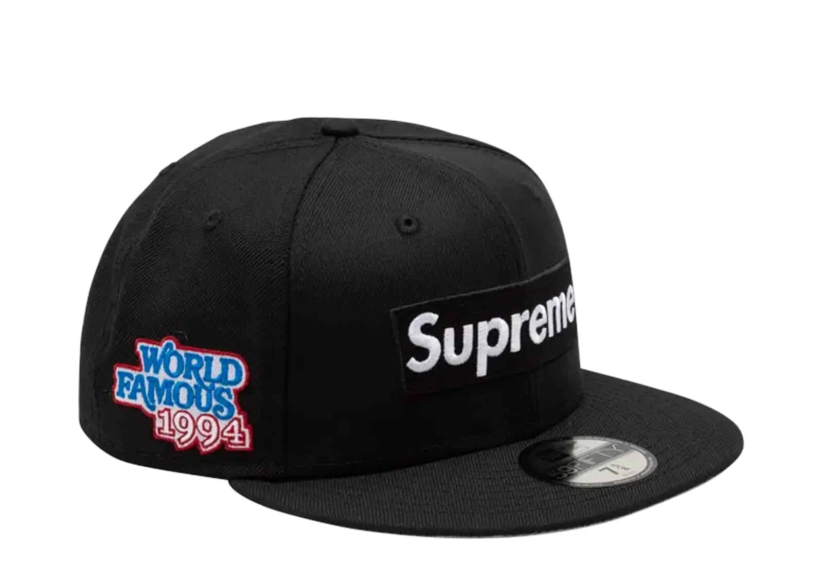 Casquette chapeau ajustée Supreme World Famous Box Logo New Era 59FIFTY bleu marine   Taille 7 5/8