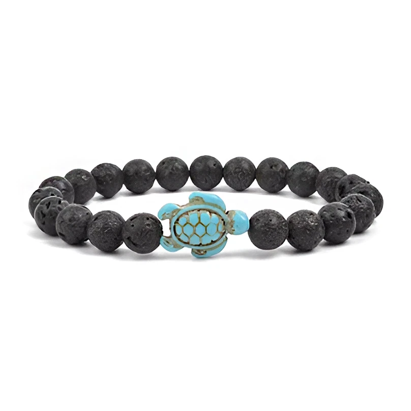 Sanatio | Bracciale Con Perline In Pietra Lavica E Turchese Africano Da 6 Mm P